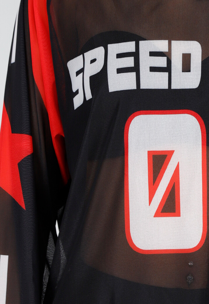 Zwarte Jersey Top met Lange Mouwen en Print