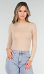 Basic Beige Top Lange Mouwen en Stretch
