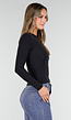 Zwarte Basic Stretch Top met Lange Mouwen