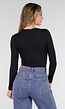 Zwarte Basic Stretch Top met Lange Mouwen