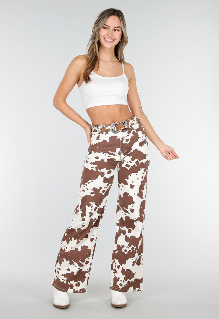 Bruine Western Riem met Koeienprint