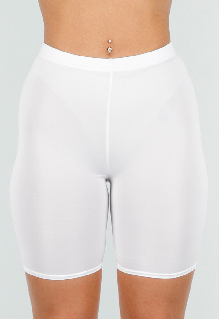 Witte Biker Short met Stretch