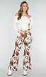 Koeienprint Flared Broek Bruin
