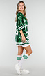 Groene Oversized Pailletten Jersey Top met V Hals