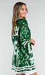 Groene Oversized Pailletten Jersey Top met V Hals