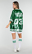 Groene Oversized Pailletten Jersey Top met V Hals