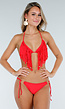Rood Bikini Broekje met Gouden Details