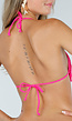 Roze Triangel Bikini Top met Franjes