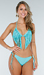 Turquoise Triangel Bikini Top met Franjes