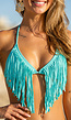 Turquoise Triangel Bikini Top met Franjes