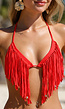 Rode Triangel Bikini Top met Franjes