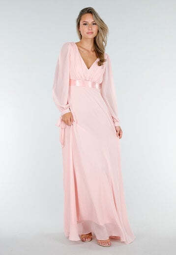 Lange Roze Chiffon Galajurk