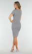 Grijze Midi Ribstof Jurk met Één Mouw