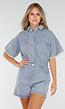 Blauwe Denim Playsuit met Stretch Taille