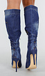 Denim Look Knielaarzen met Stiletto Hak