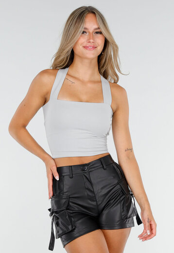 Grijze Top met Strik en Pads