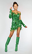 Groen Glitter Tinkerbell Kostuum met Pailletten