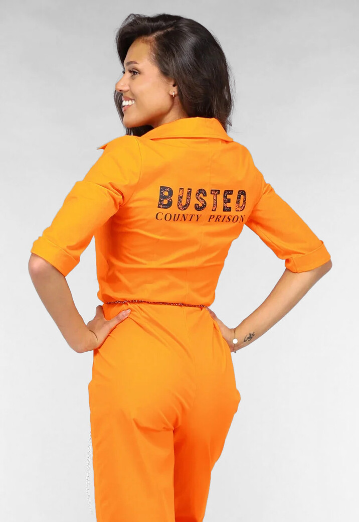 Lang Oranje Boevenjumpsuit met Handboeien