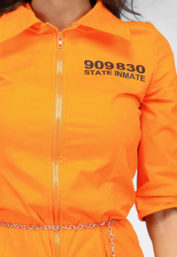 Lang Oranje Boevenjumpsuit met Handboeien
