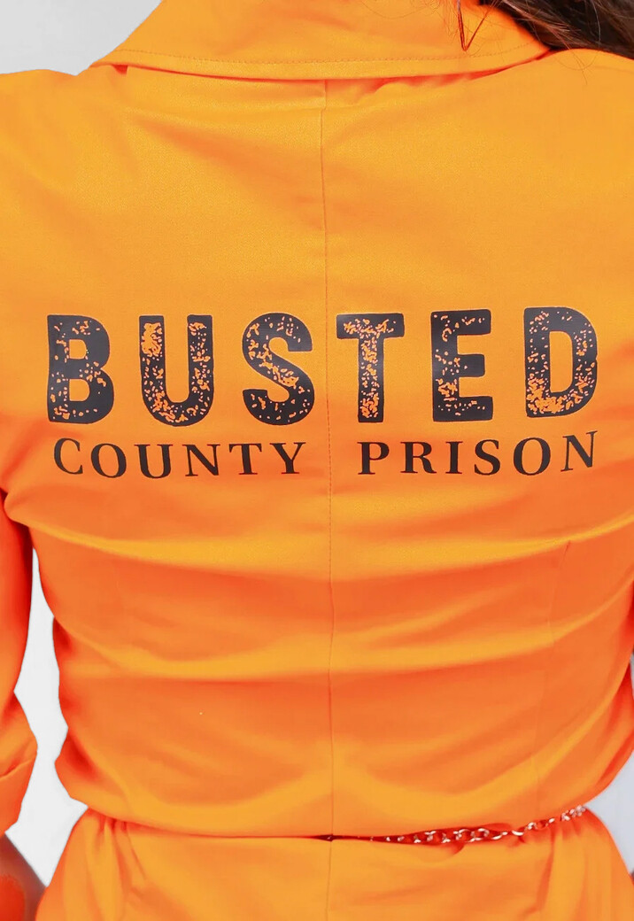 Lang Oranje Boevenjumpsuit met Handboeien