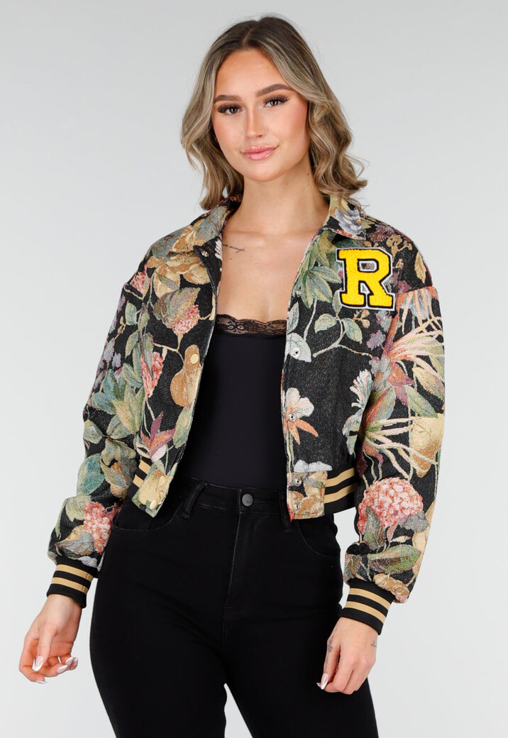 Bloemenprint Cropped Bomber Jack