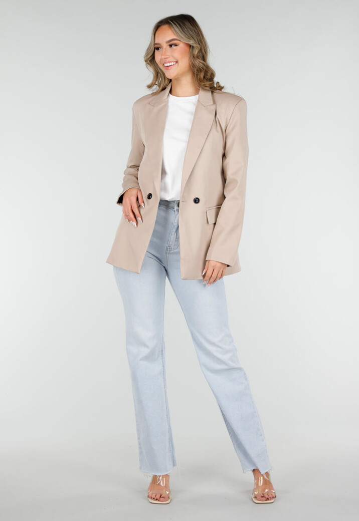 Dubbelknoop Blazer Beige