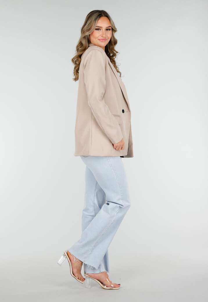 Dubbelknoop Blazer Beige