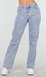 Lichtblauwe Straight Leg Jeans met Hartjesprint