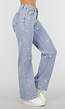 Lichtblauwe Straight Leg Jeans met Hartjesprint