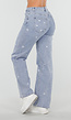 Lichtblauwe Straight Leg Jeans met Hartjesprint