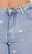 Lichtblauwe Straight Leg Jeans met Hartjesprint