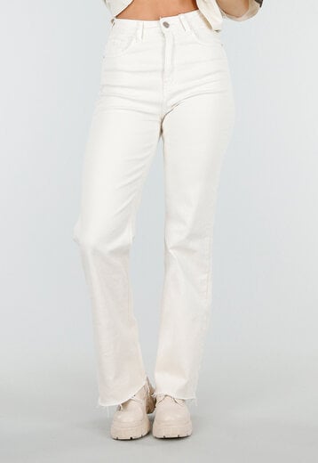 Beige Straight Leg Jeans