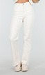 Beige Straight Leg Jeans met High Waist en Stretch