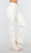 Beige Straight Leg Jeans met High Waist en Stretch