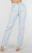 Lichtblauwe Straight Leg Jeans met High Waist