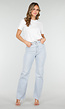 Lichtblauwe Straight Leg Jeans met High Waist