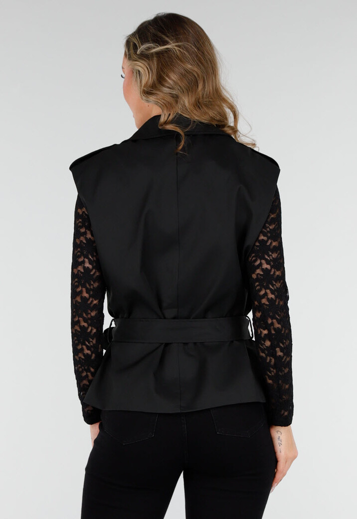 Mouwloze Overslag Blazer Zwart