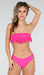 Roze Bandeau Bikini Top met Franjes