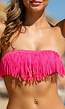 Roze Bandeau Bikini Top met Franjes