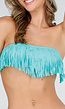 Turquoise Bandeau Bikini Top met Franjes