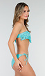 Turquoise Bandeau Bikini Top met Franjes