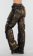 Zwarte Cargo Jeans met Gouden Metallic Coating en Zakken