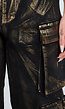 Zwarte Cargo Jeans met Gouden Metallic Coating en Zakken