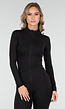 Zwarte Shaping Jumpsuit met Rits en Lange Mouwen