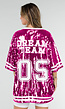Roze Oversized Pailletten Jersey Top met V Hals
