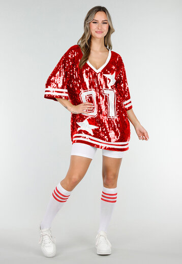 Rode Pailletten Jersey