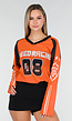 Oranje Mesh Jersey Top met Lange Mouwen