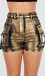 Goudkleurige Metallic Cargo Short met Stretch