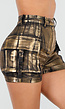Goudkleurige Metallic Cargo Short met Stretch
