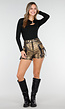 Goudkleurige Metallic Cargo Short met Stretch
